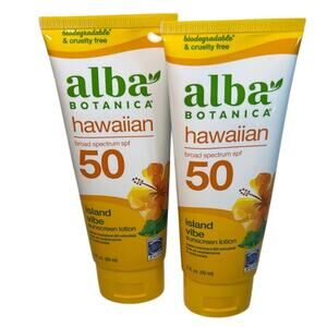 Alba Botanica Hawaiian Broad Spectrum SPF 50 Sunscreen LOT of 2 Lotion Exp 12/25